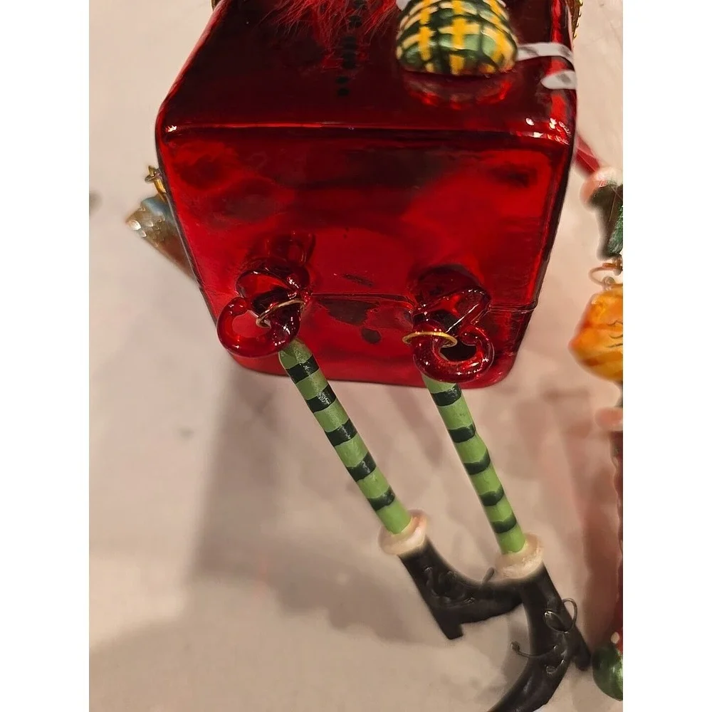 Santa Clause Rare Trinket Box Ornament Arms Legs Present Cat Share Your Blessing